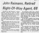 Reimann, John - Obituary - The Baltimore Sun 09 Sep 1977 p. 5