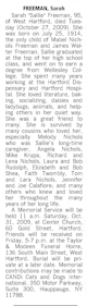 Freeman, Sarah - Obituary Freeman, Sarah - Obituary