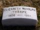 Headstone of Elizabeth Rudolph Thorpe in lot I253 at the Friends' South-Western Burial Ground, 236 Powell Lane, Upper Darby, PA.