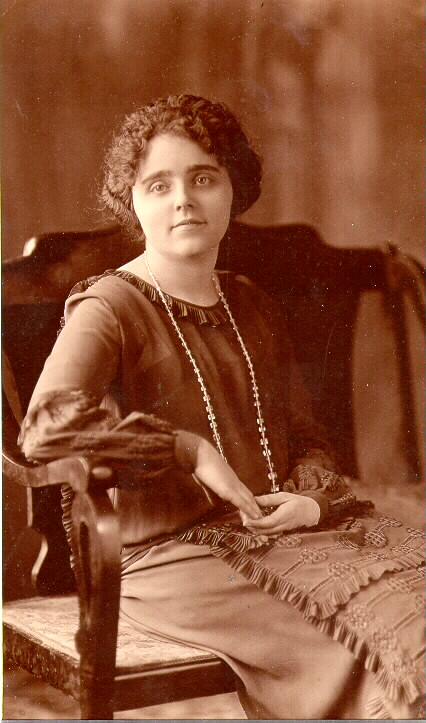 Reine Roy in about 1919 in a dress made by her mother
