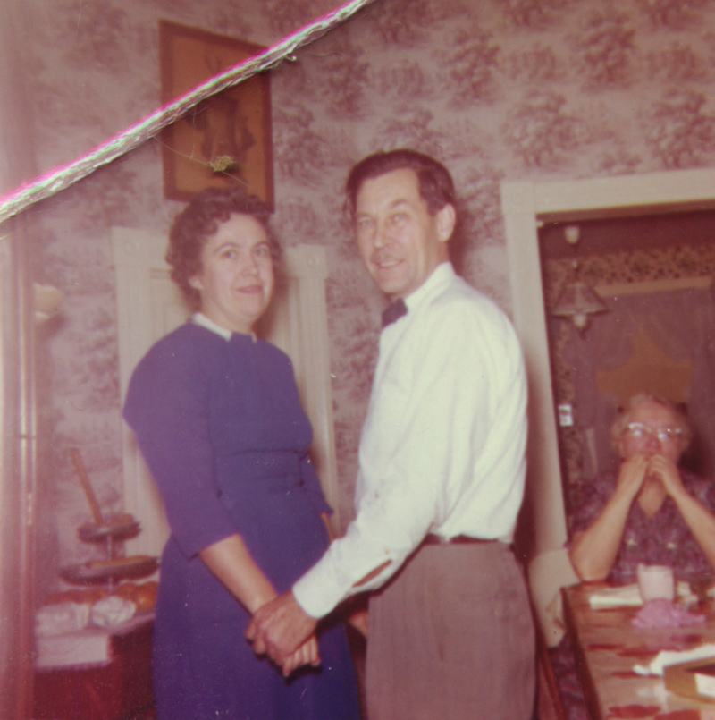 Emma Jane Rudolph and her brother Robert Erskine Rudolph (b. 1912) at a Rudolph family Thanksgiving Dinner in 1961. 